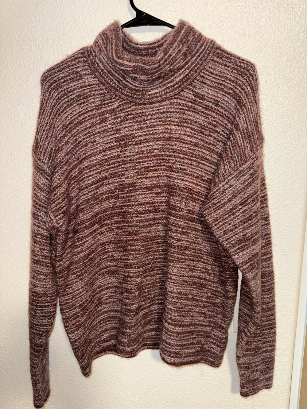 Kuhl Marled Mauve and Brown Cowl Neck Sweater
